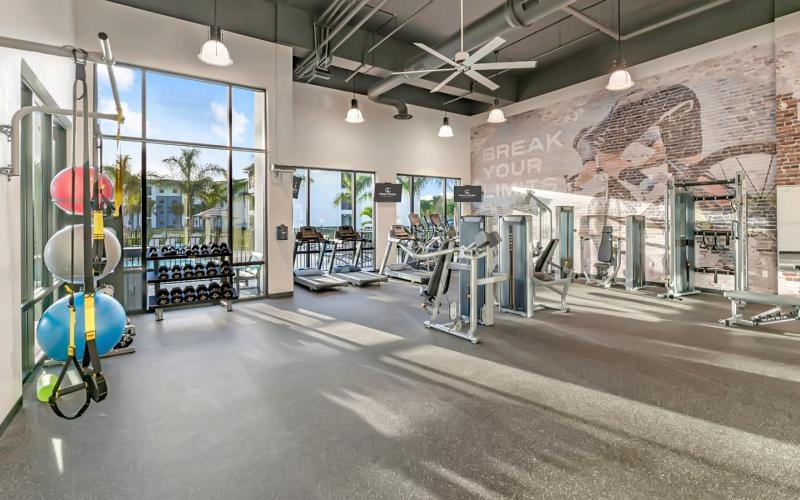 a gym with exercise equipment