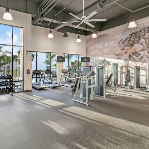 a gym with exercise equipment